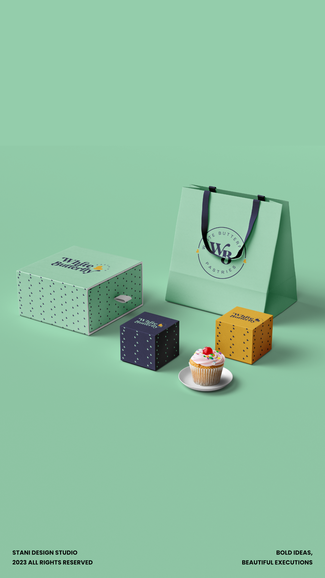 White butterfly pastries brand identity